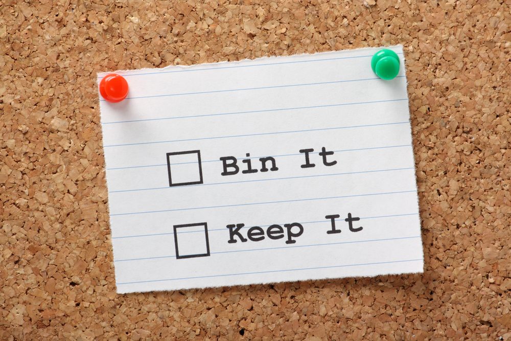 Use boxes or create a list of items set for the bin, storage or home.